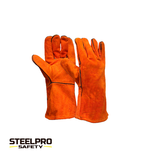 GUANTE CUERO SOLDADOR NARANJO STEELPRO